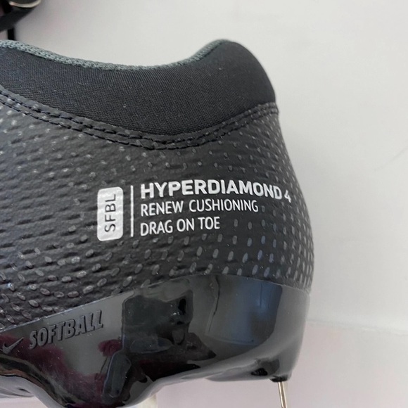 Nike Hyperdiamond 4 Elite Women's Softball Cleats ‘Black/Grey’ CZ5917-010 Sz 9 - Picture 4 of 6